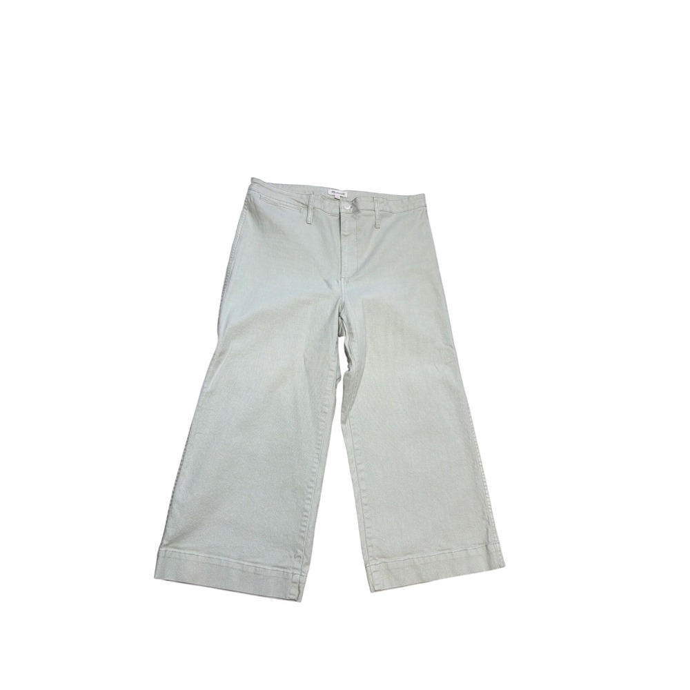 Madewell Emmett Wide-Leg Crop Pants Sage Green Utility Trousers Size 34 Womens
